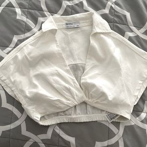 Bershka crop top size XS white linen